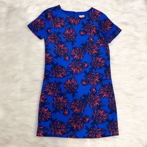 J. Crew Blue and Pink Floral Shift Dress